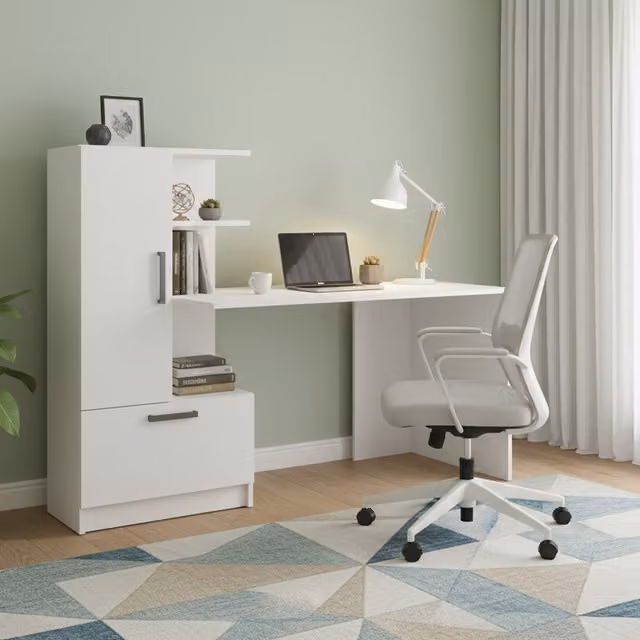 Shefa Line Arden Modern White Computer Desk