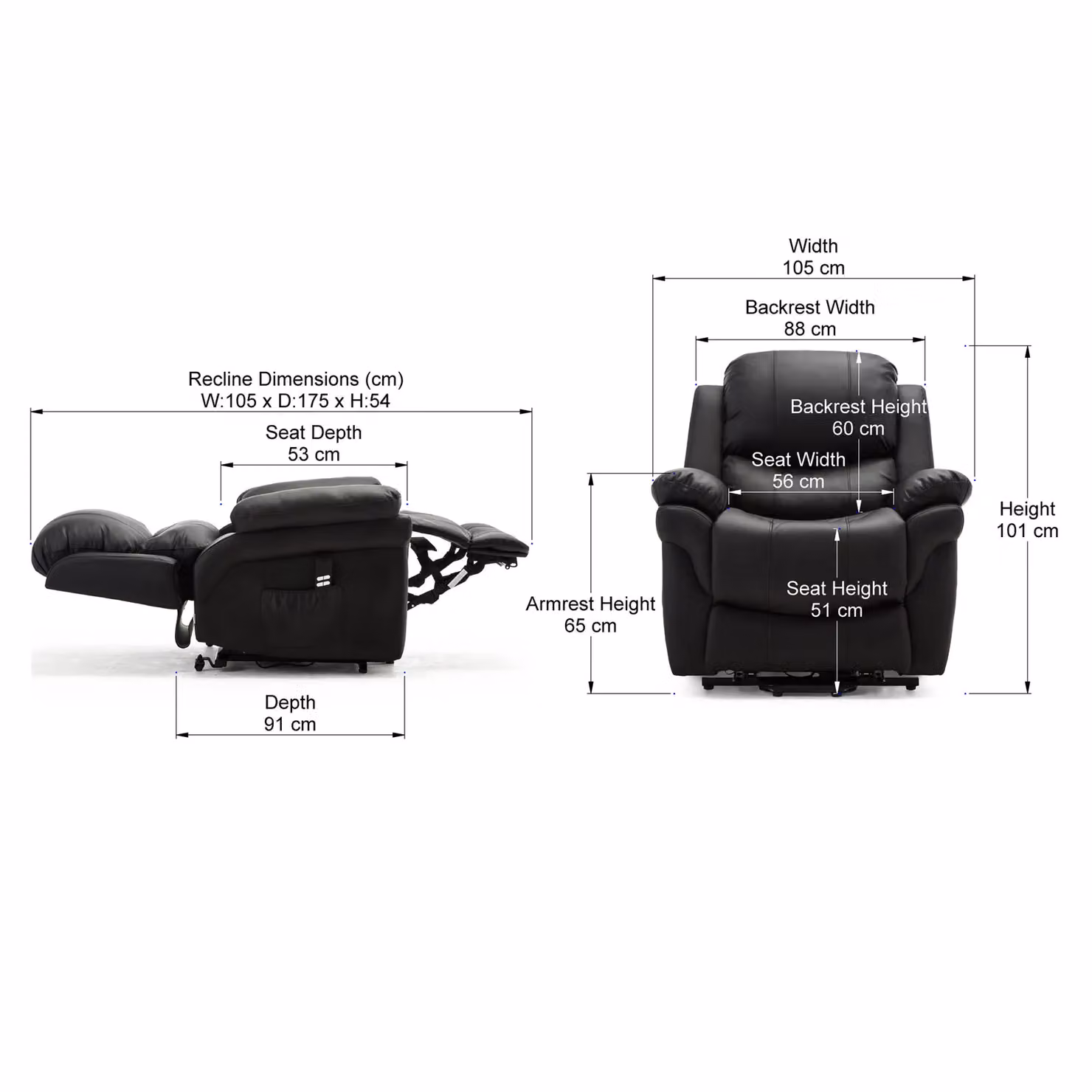 More4Homes Madison Dual Motor Electric Rise Recliner Lift Chair in Black Bonded Leather – 5