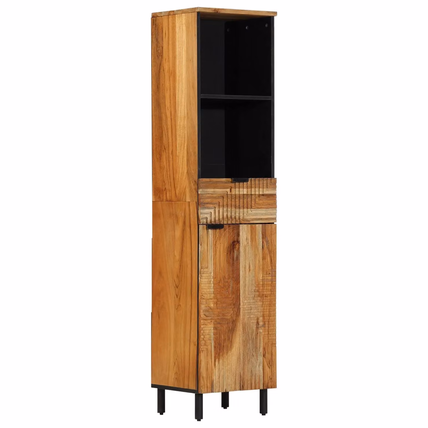 Berkfield Home Modern Freestanding Bathroom Vanity Unit in Brown Solid Acacia Wood – 2