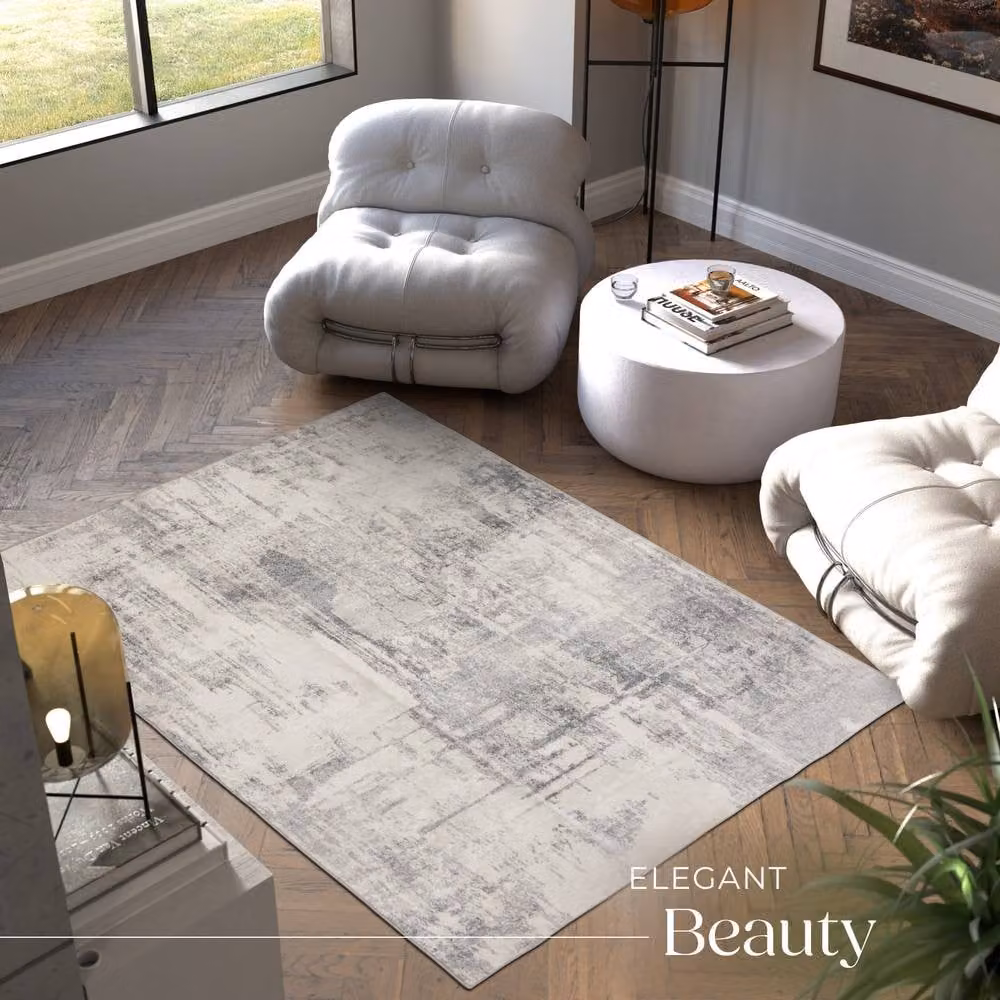 tectake Nadira Washable Abstract Modern Rug in Beige, Grey and Black, W: 160 cm x D: 230 cm – 3