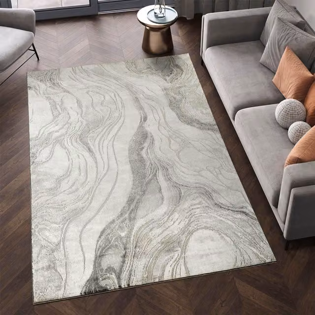Desire Rugs Novu Modern Abstract Living Room Area Rug in Grey and Beige, W: 120 cm, L: 170 cm – 1