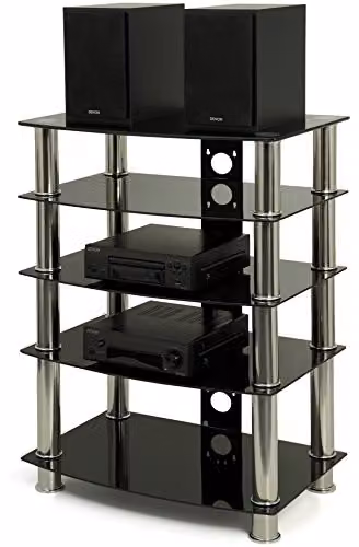 Centurion Supports Galago Contemporary Black Glass AV Separates Stand with 5 Shelves, W/D/H: 82.5 x 60 x 44 cm – 3