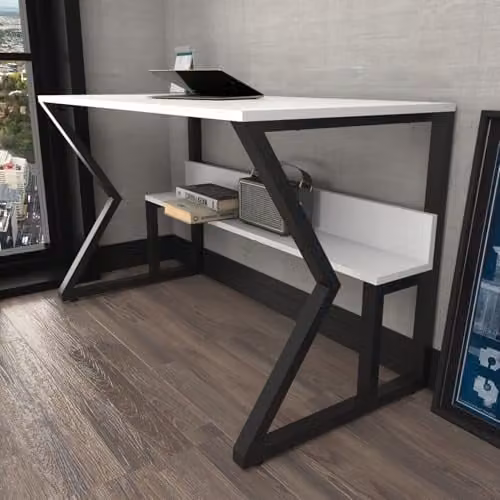 Decorotika Wake Computer Desk in Black and White, W/D/H: 120 x 60 x 72.8 cm – 1