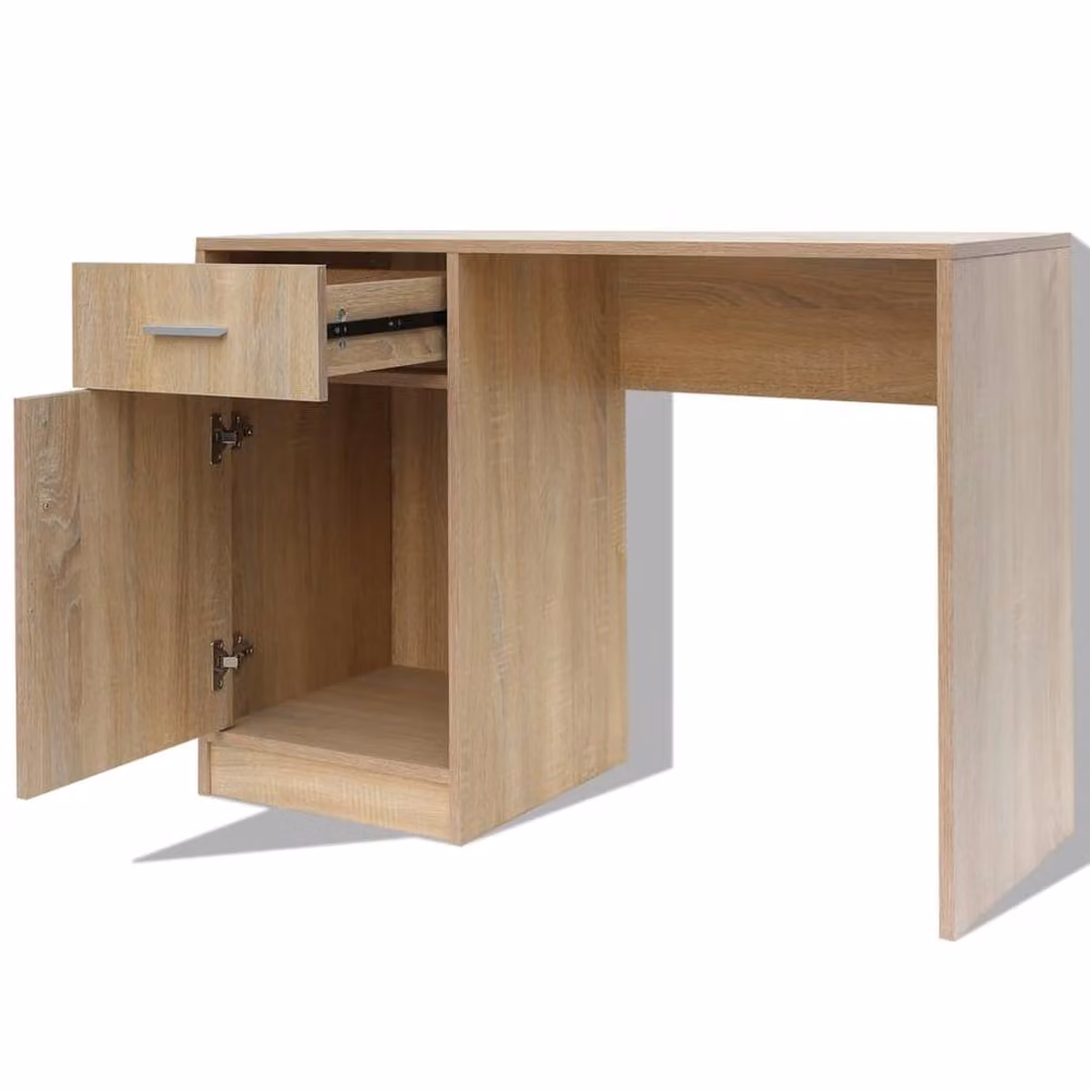 Berkfield Home Oak Writing Desk in Brown, W/D/H: 100 x 40 x 73 cm – 3