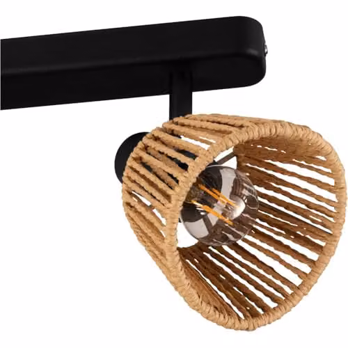 Loops Modern Rattan Ceiling Light in Black, Brown or Gold/Brass, Height: 14.0 cm, E14 LED Compatible – 3