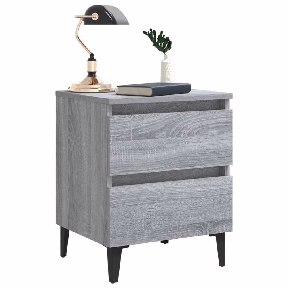 Berkfield Home Bed Cabinet in Grey Sonoma with Metal Legs, W/D/H: 40 x 35 x 50 cm – 3