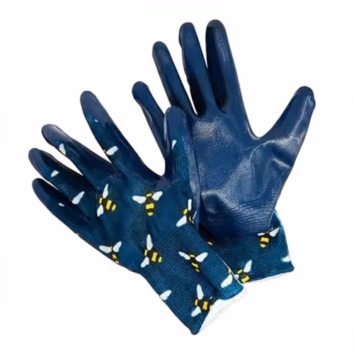 Briers Ladies Patterned Gardening Gloves in Blue and Multicolour, Medium Size, Stretch Fit for Seeding and Weeding – 1