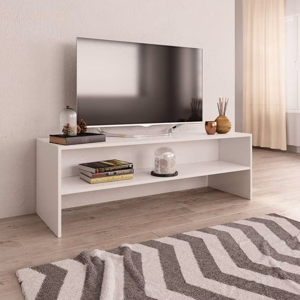 Berkfield Home White TV Cabinet in Matt MDF, W/D/H: 120 x 40 x 40 cm – 2