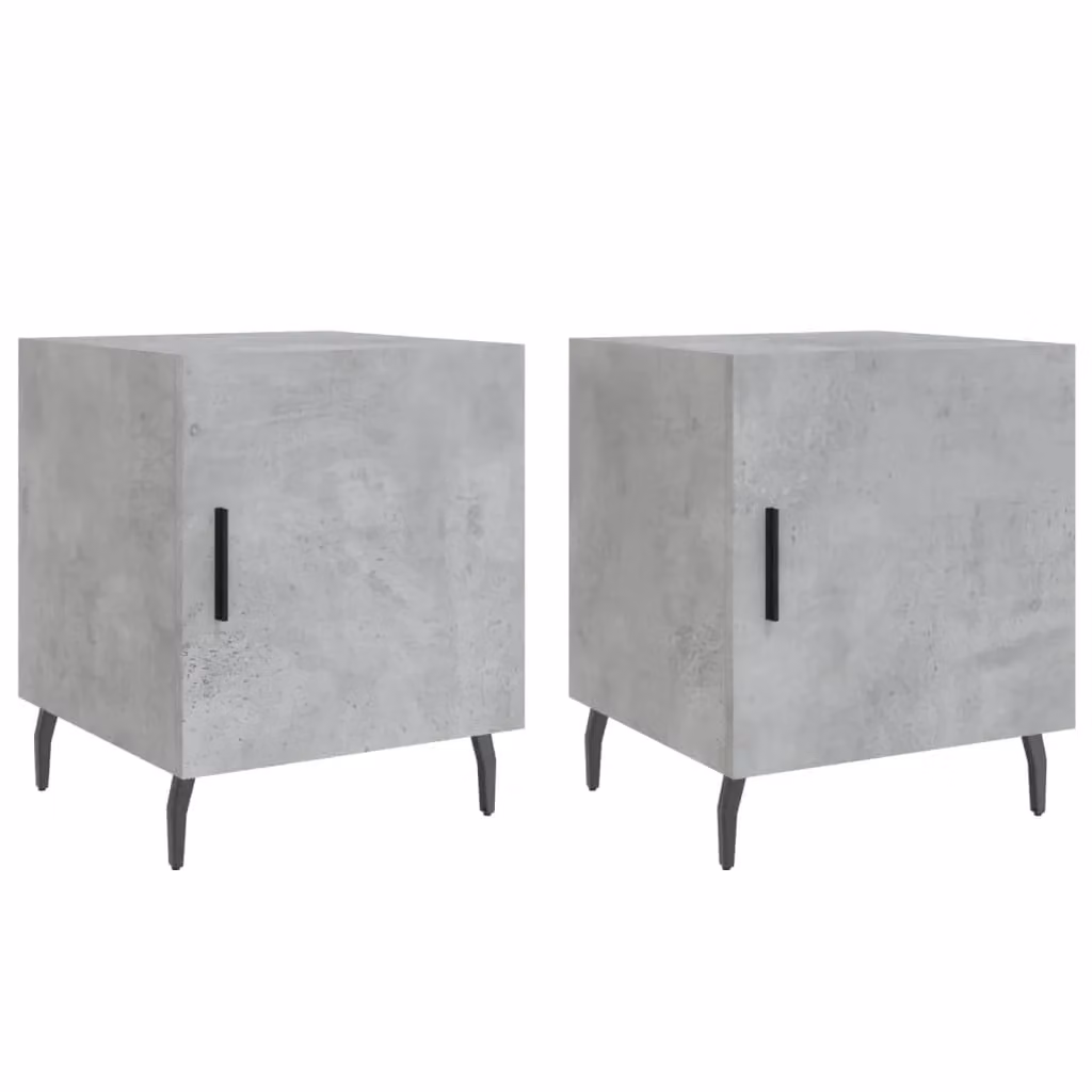 Berkfield Home Set of 2 Modern Bedside Cabinets in Concrete Grey, W/D/H: 40 x 40 x 50 cm