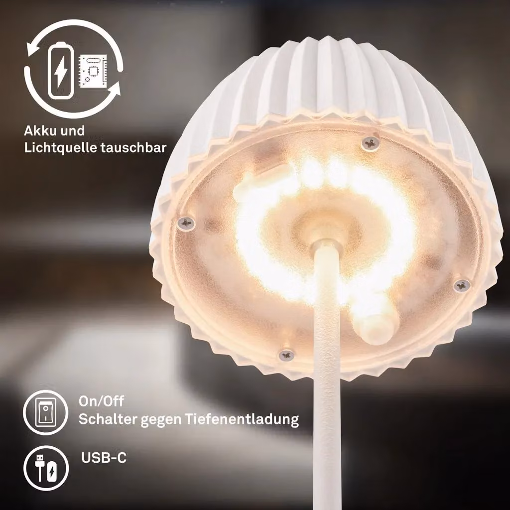 Briloner Riffle Mini Rechargeable LED Table Lamp, White, W/D/H: 8.5 x 8.5 x 20 cm – 5