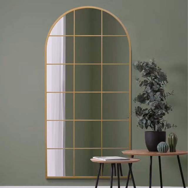 MirrorOutlet Fenarc Modern Wall Mirror in Gold and Black