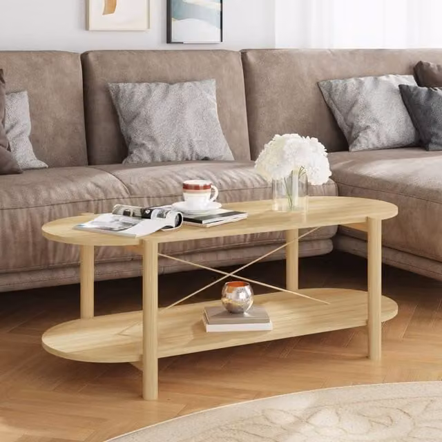 Berkfield Home Brown Engineered Wood Coffee Table, W: 110 cm, D: 48 cm, H: 40 cm – 1