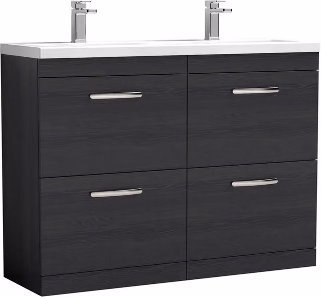 Balterley Millwich Contemporary 4 Drawer Vanity Basin Unit, Black, W: 120 cm