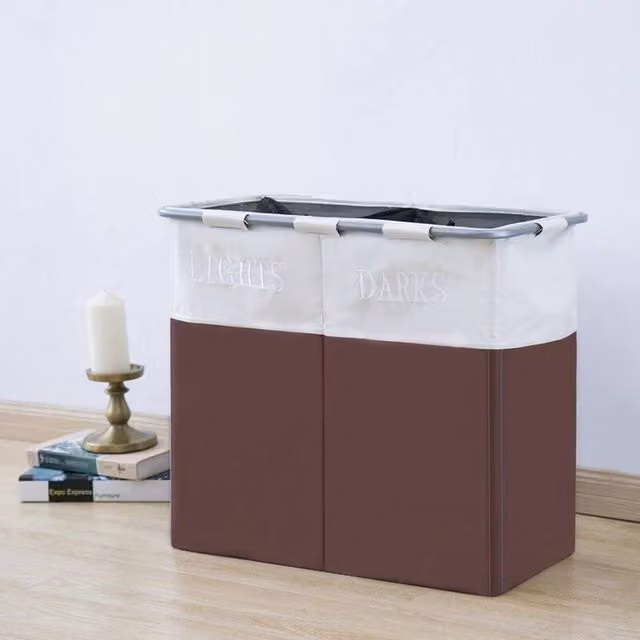 EONLION Brown Collapsible Fabric Laundry Hamper with Handles, 100 cm – 1