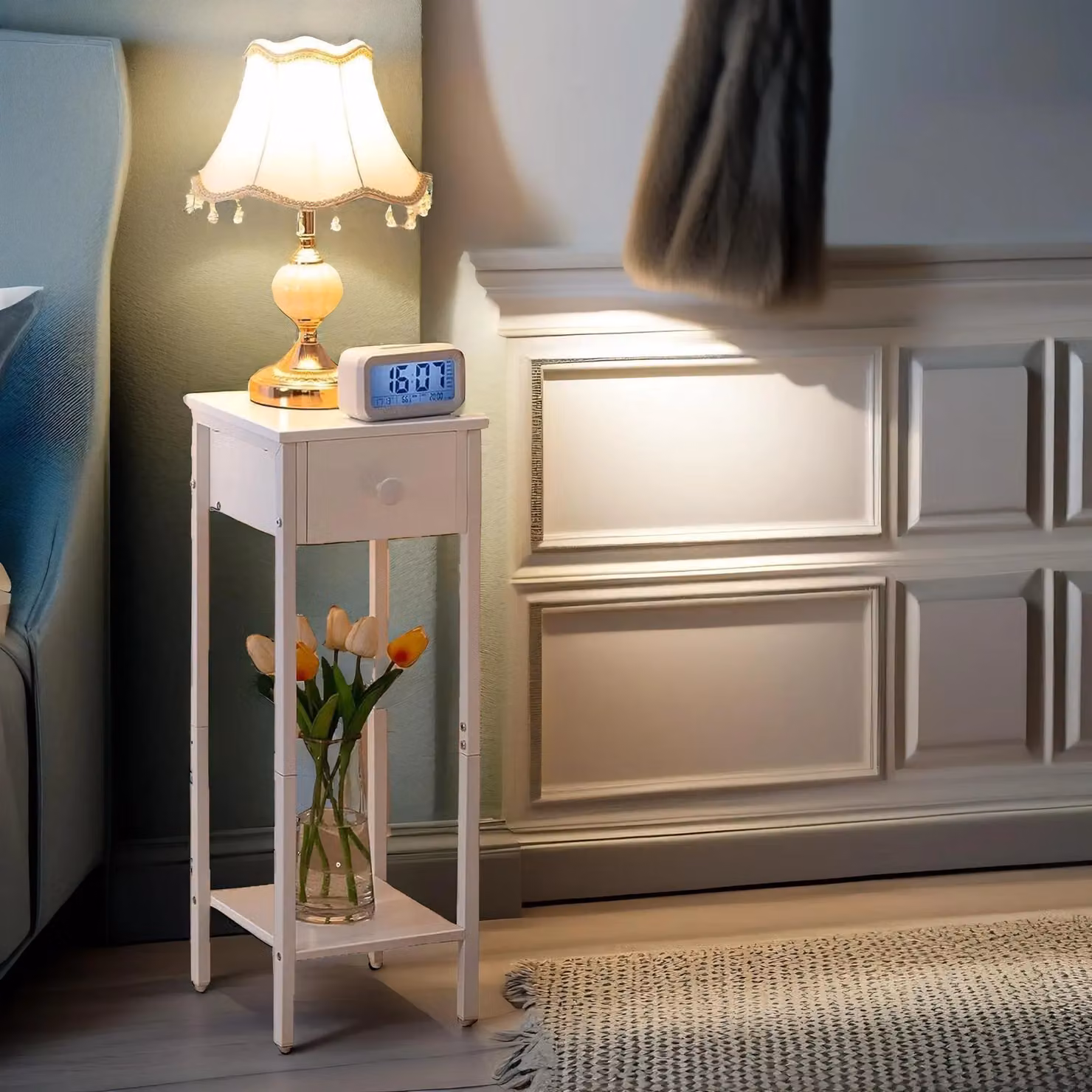 Rafaelo Mobilia Set of 2 Tall Bedside Tables in White – 3