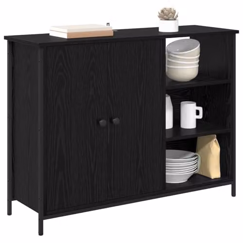 vidaXL Modern Black Sideboard in Matt Black MDF, W/D/H: 100 x 33 x 75 cm