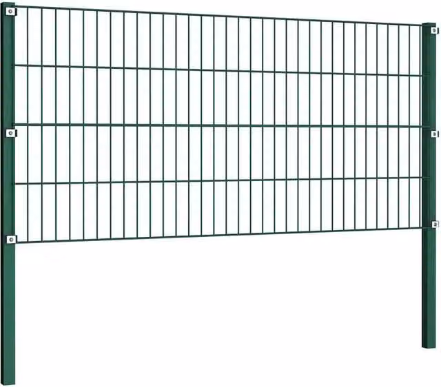 Berkfield Home Durable Green Powder-Coated Steel Fence Panel with Posts, W: 5.1 m, H: 0.8 m – 1