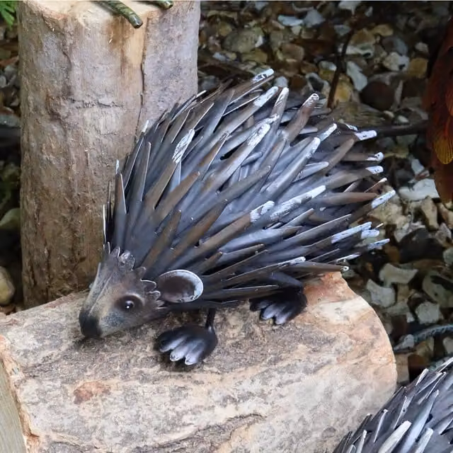 Betley Butterfly Small Woodland Hedgehog Tabletop Ornament in Brown Metal