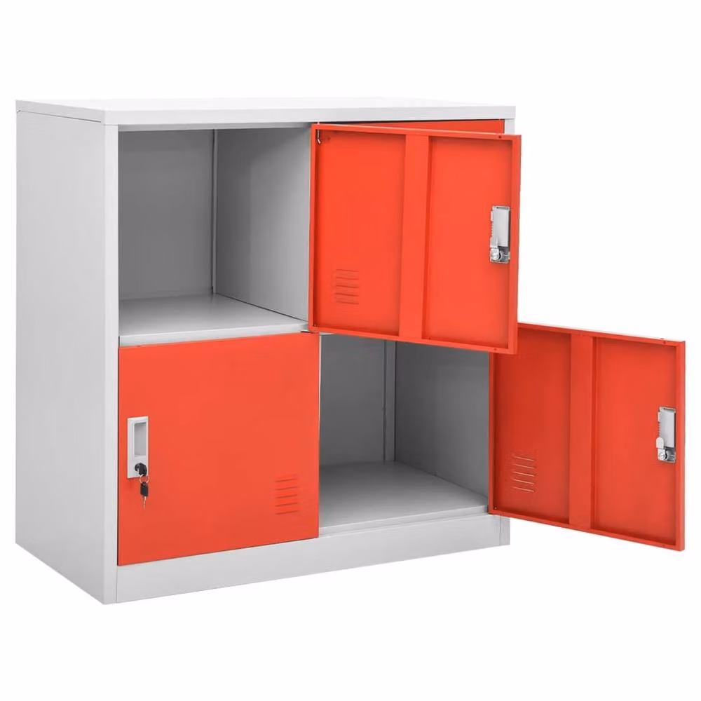 Berkfield Home Set of 2 Freestanding Metal Locker Cabinets in Light Grey and Red, W/D/H: 90 x 45 x 92.5 cm – 2