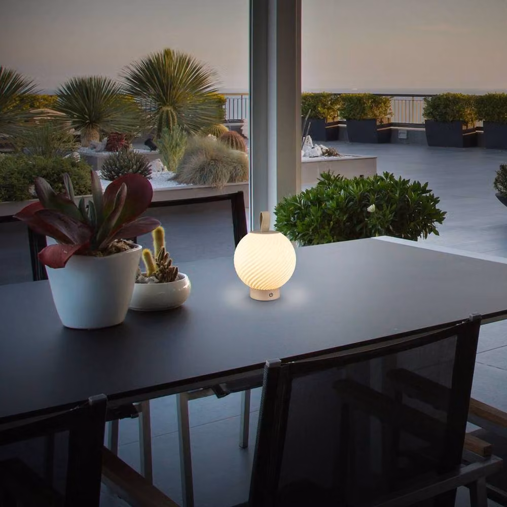 Briloner Rechargeable LED Table Lamp in Beige with Touch Control, Dimmable Warm White Light and IP44 Rating, H 25 cm x W 18 cm – 8