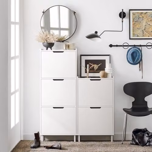 SoBuy Modern Slim Shoe Cabinet with Tilting Compartments and Internal Shelves, W/D/H: 50 x 19 x 91 cm – 2