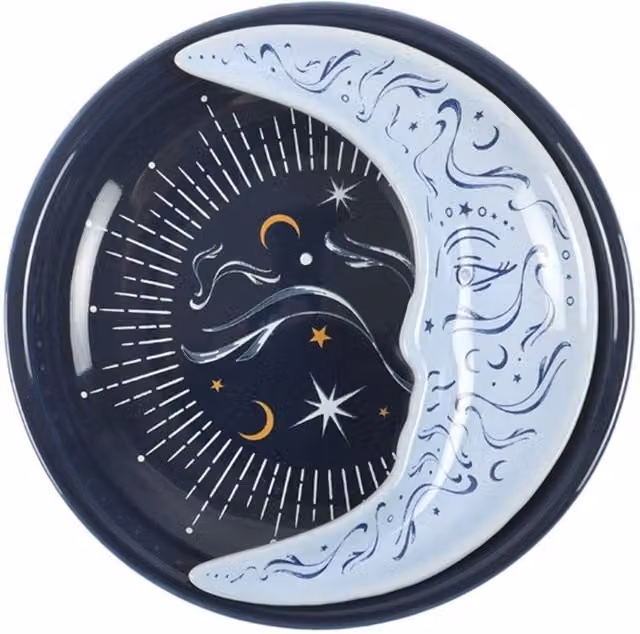 KDMK Moon Stacking Trinket Dish Set Celestial Ceramic Jewelry Tray in Blue