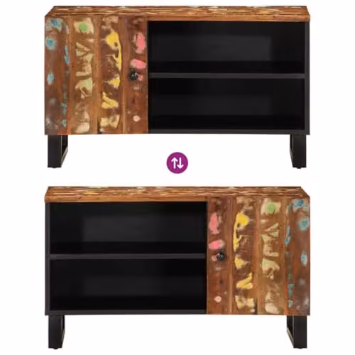 vidaXL TV Cabinet in Brown Mango and Engineered Wood, W/D/H: 80 x 33 x 46 cm – 4