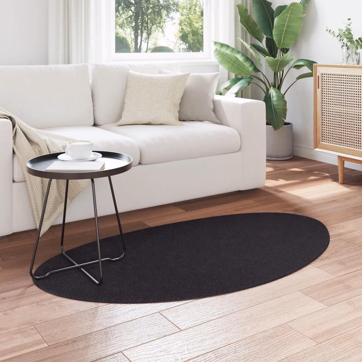 Berkfield Home HUARTE Oval Rug, Black, W: 80 cm x L: 150 cm – 3