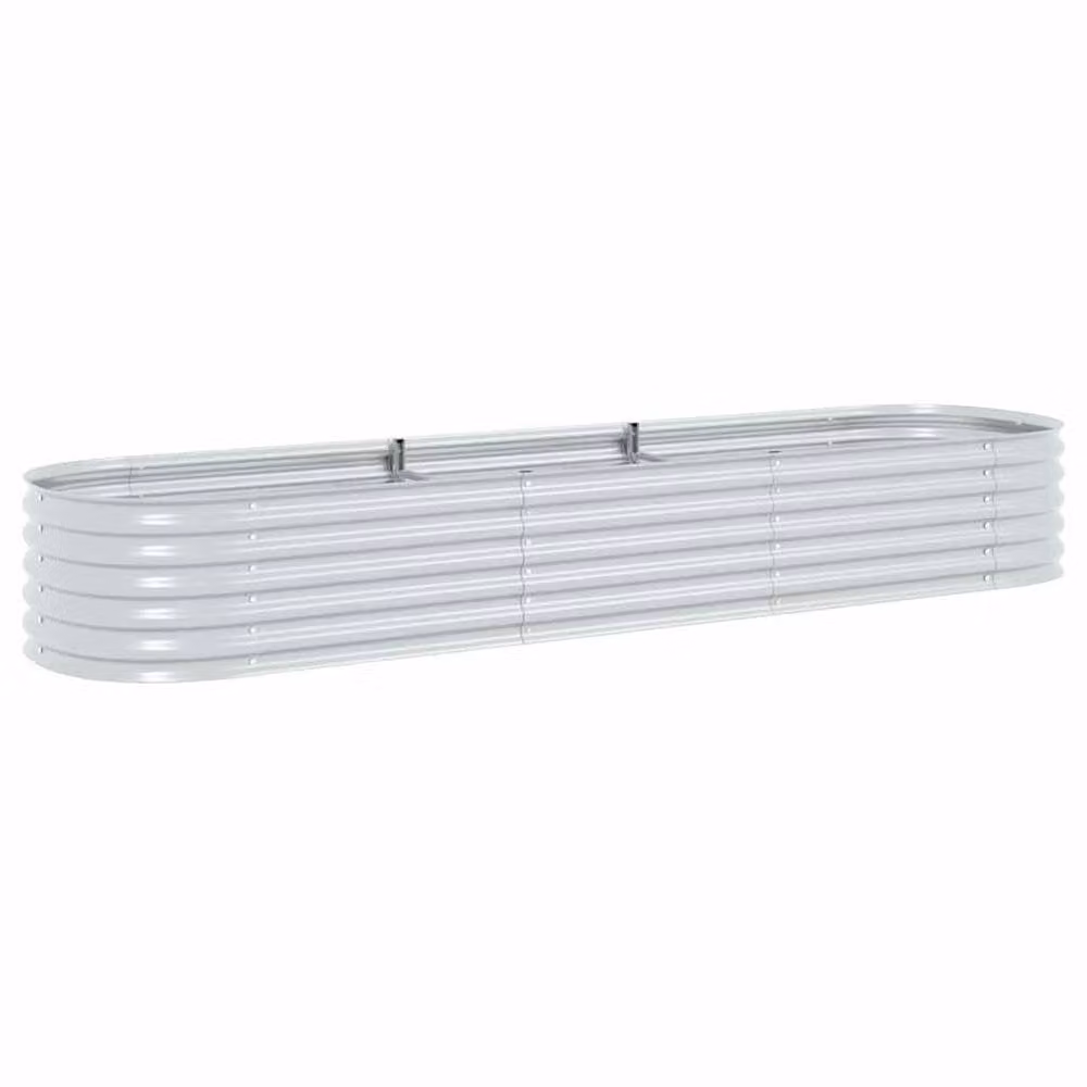 Berkfield Home Garden Galvanised Steel Raised Bed in Silver, W: 320 cm, D: 80 cm, H: 44 cm – 2