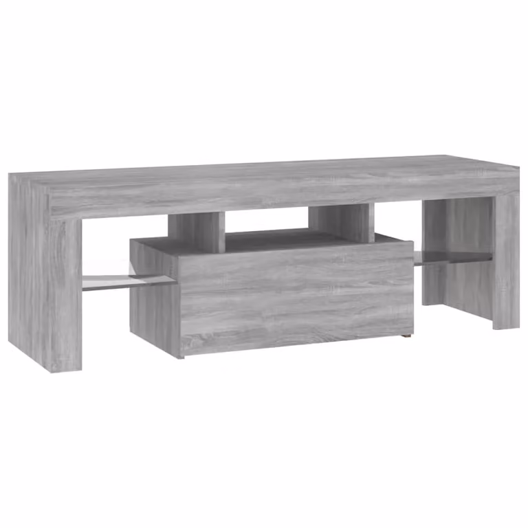 Berkfield Home Modern Grey Sonoma TV Cabinet with Integrated LED Lighting, W/D/H: 120 x 35 x 40 cm