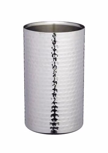 BarCraft Stainless Steel Double-Walled Hammered Wine Cooler in Silver, W: 12 cm, D: 20 cm