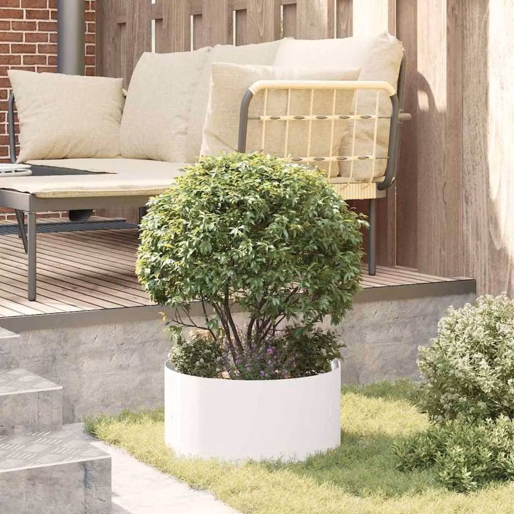 Berkfield Home Large White Metal Planter Pot – 3