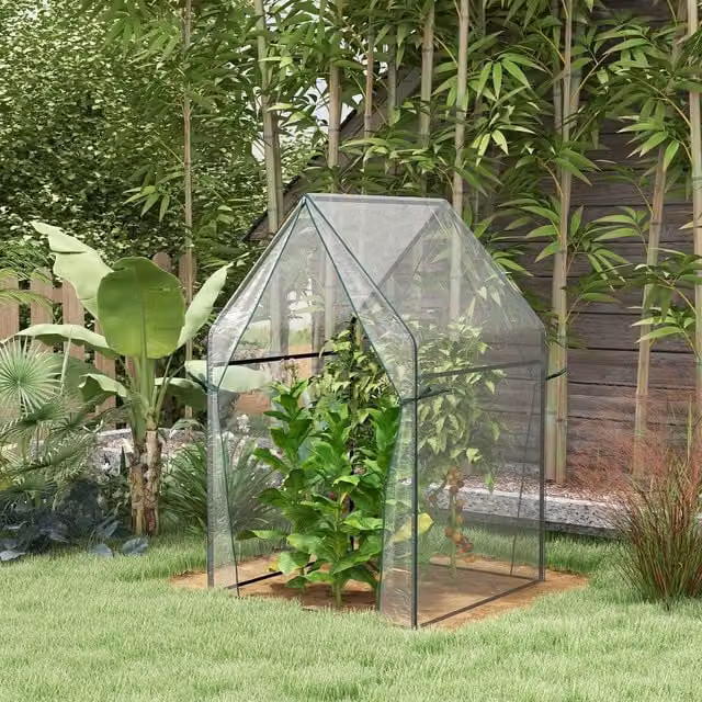 OUTSUNNY Transparent Tomato Greenhouse with 2 Zipped Doors and Steel Frame – 1