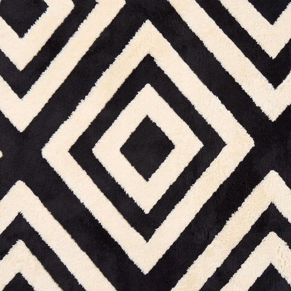 OHS Contrast Tufted Geometric Area Rug, Multicolour and Black, W: 160 cm, D: 230 cm – 6