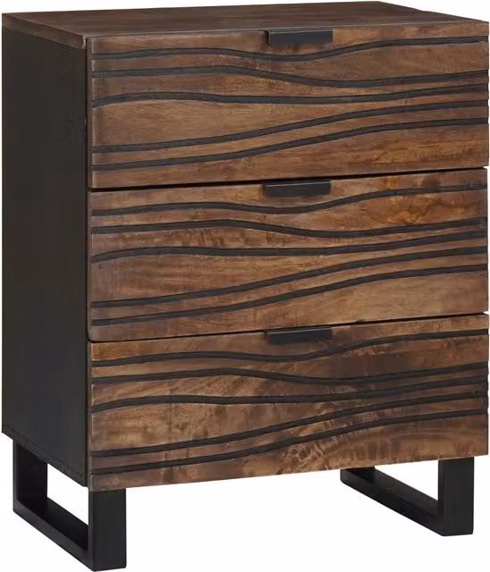 Berkfield Home Modern Bedside Cabinet in Brown, Solid Mango and MDF Wood, W/D/H: 50 x 33 x 60 cm