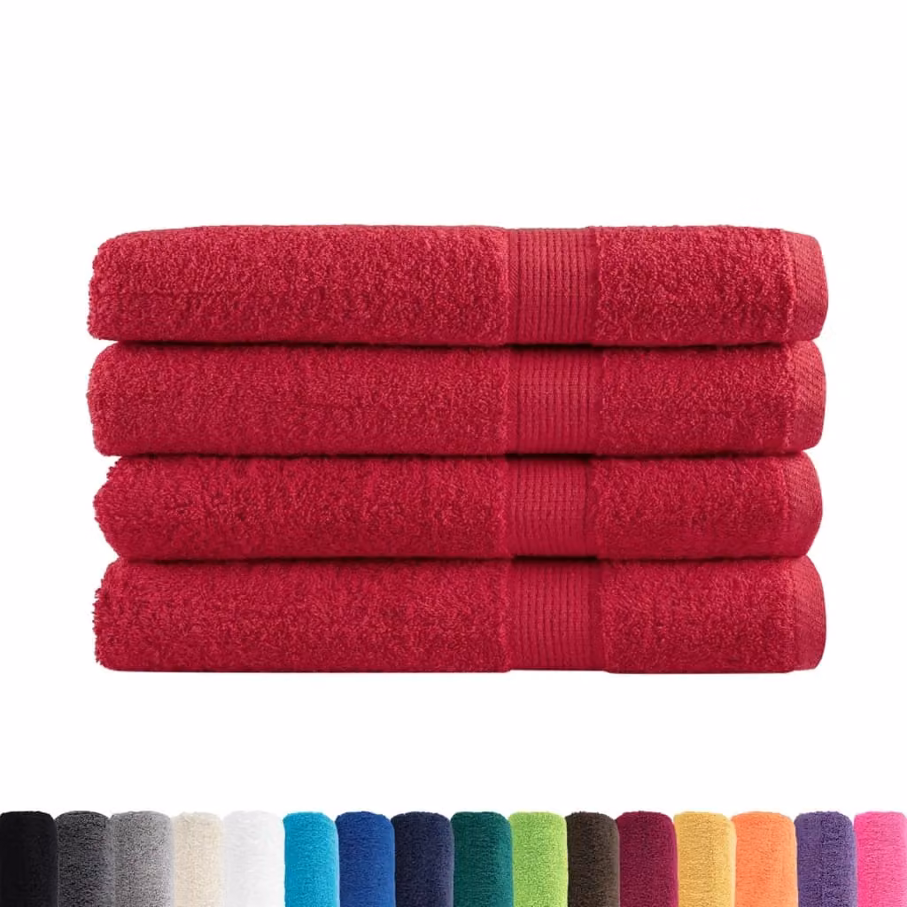 Berkfield Home SOLUND Premium Cotton Sauna Towels, 4 Pack, Red, W: 80 cm, L: 200 cm, 600 gsm – 2
