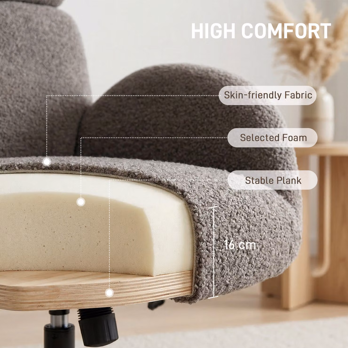 HOMCOM Grey Velvet Swivel Armchair and Footstool Set with 360 Degree Rotation and Rocking Function – 3