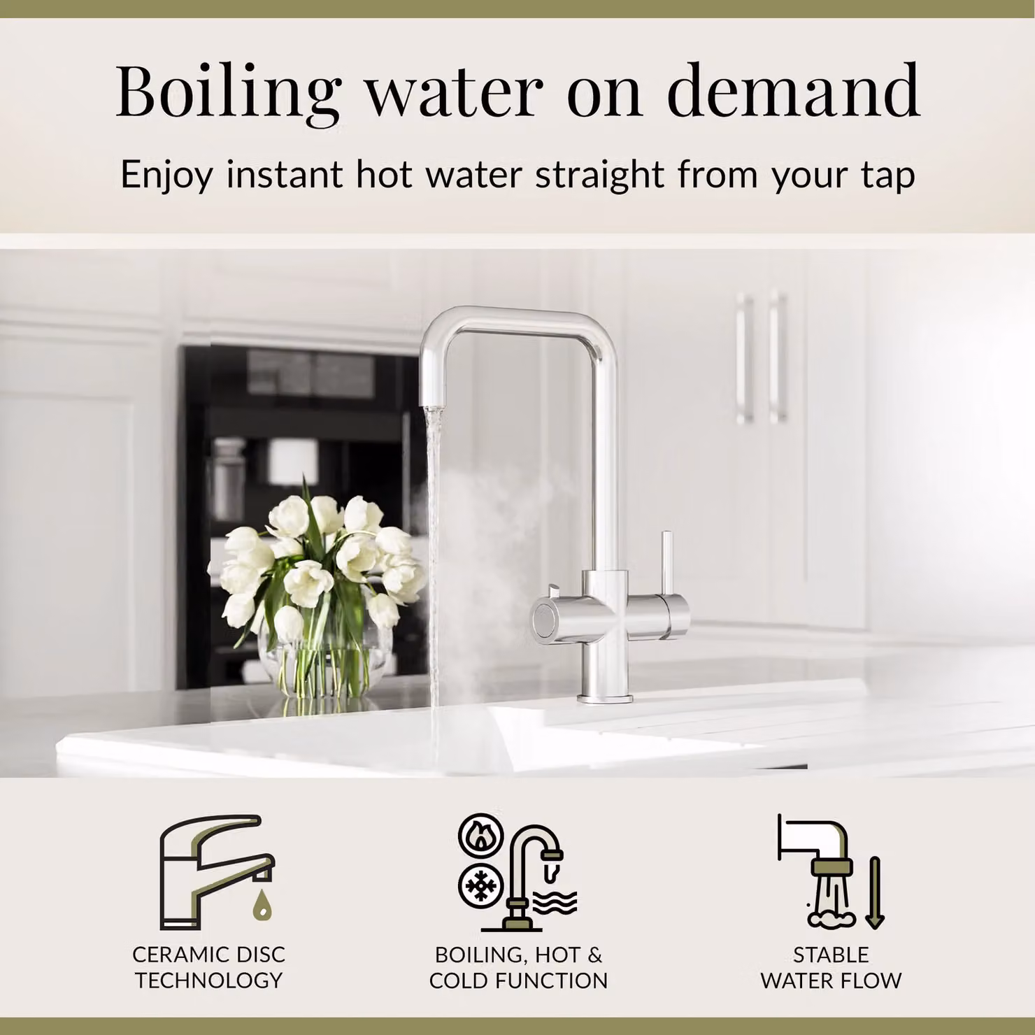Balterley 3 in 1 Instant Hot Water, Boiling and Filtered Kitchen Sink Tap with Tank in Chrome Silver – 2
