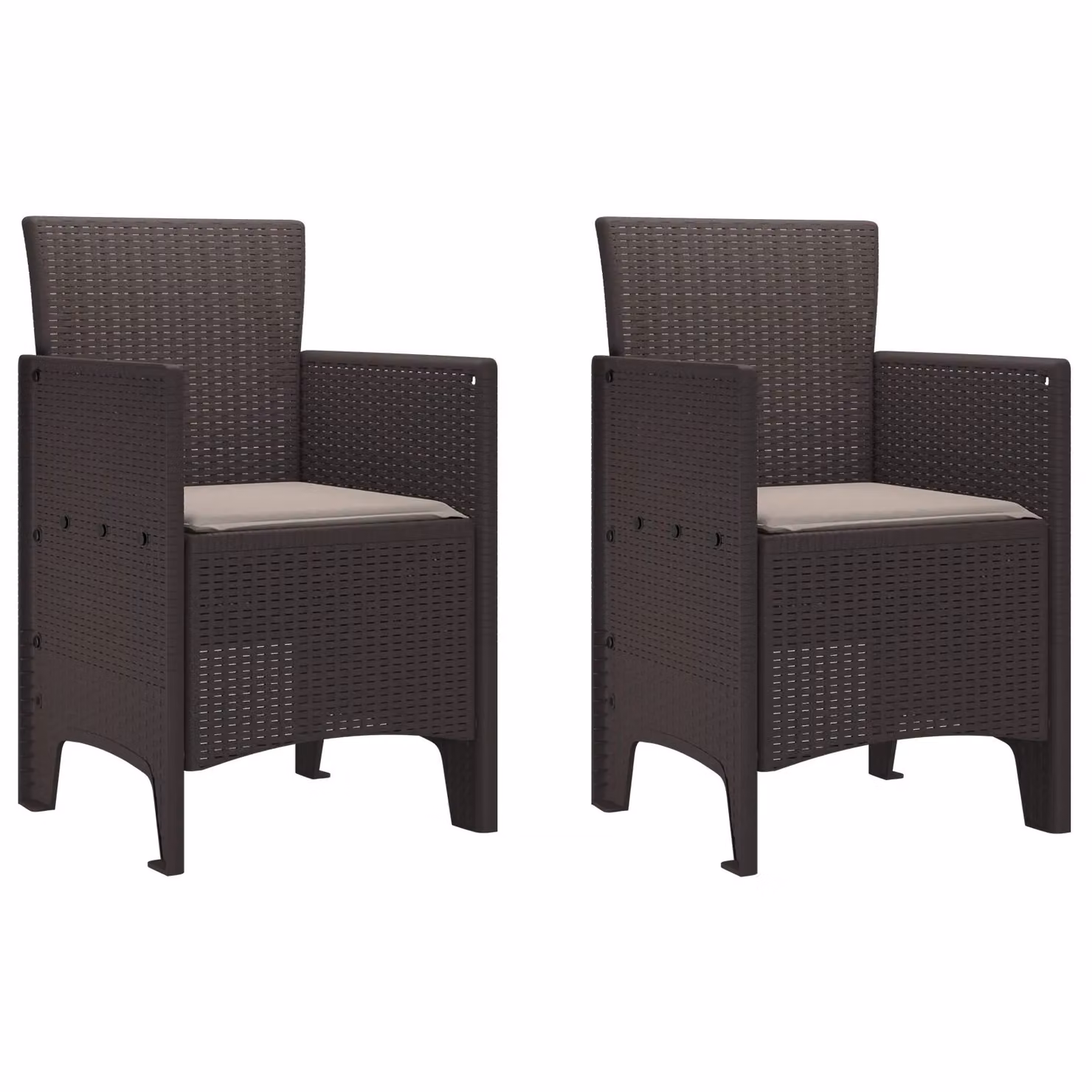 Berkfield Home Set of 2 Modern Garden Chairs with UV-Resistant Cushions in Brown – 2