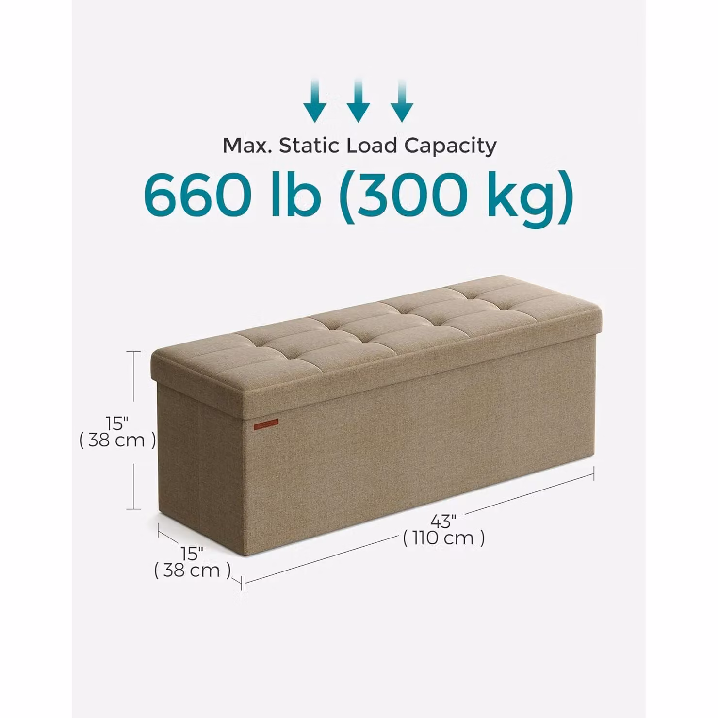 SONGMICS Large Storage Ottoman Bench in Camel – 2
