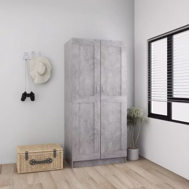 Berkfield Home Modern Wardrobe in Concrete Grey, W/D/H: 82.5 x 51.5 x 180 cm
