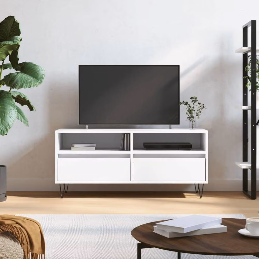 Berkfield Home Modern White TV Cabinet W/D/H: 100 x 34.5 x 44.5 cm – 2