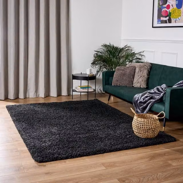 Bravich California Shaggy Rug in Charcoal Grey, W: 290 cm, D: 200 cm