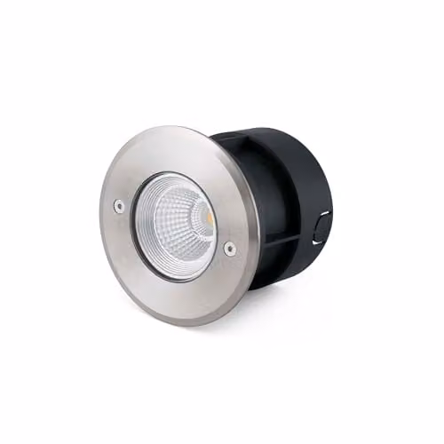 Netlighting Grey Stainless Steel and Glass LED Ground Recessed Outdoor Spotlight with Warm White Light and IP67 Rating