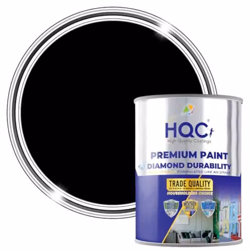 HQC Paints Satin Wood and Wall Paint in Black, 1 Litre