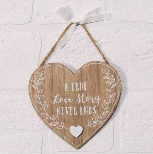 KDMD Love Story Heart Wall Plaque, 3 Pack, Brown Wood