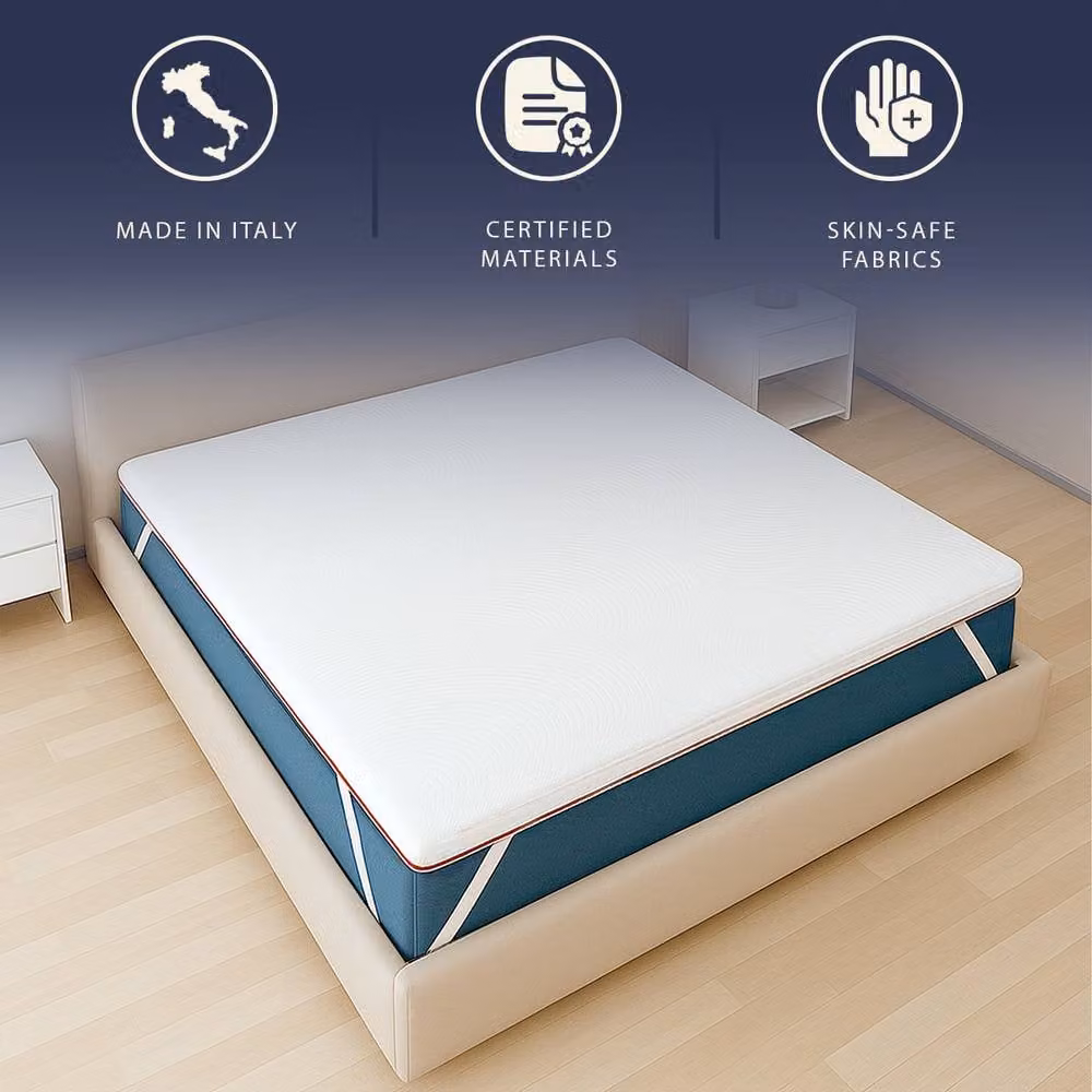 White Stone Hypoallergenic Memory Foam Mattress Topper, 5cm, White, EU Double – 3