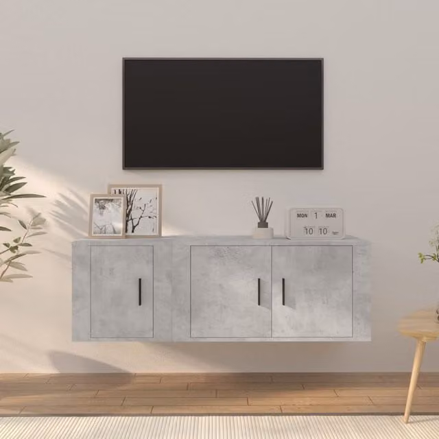 Berkfield Home 2 Piece TV Cabinet Set in Concrete Grey Matt Engineered Wood – 1