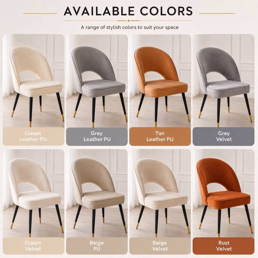 Stratus Interiors Astra Dining Chair in Grey Fabric and Synthetic Leather with Gold-Tipped Wooden Legs – 2