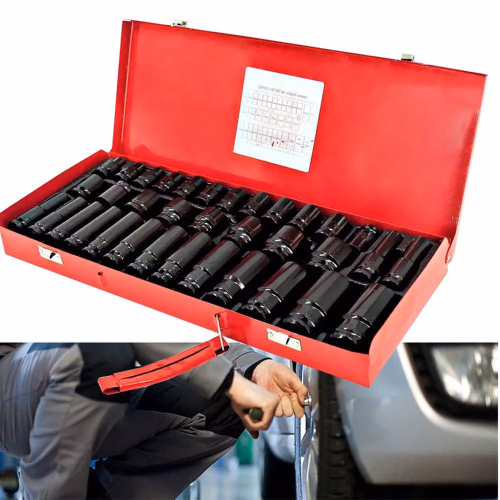 Ventryn 40-Piece 1/2 Inch Drive Metric Deep Impact Socket Set, 8-32mm, Black – 5